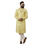 Stunning Yellow Sequin Embroidered Achkan for Men | Father Son Combo | Perfect for Grooms
